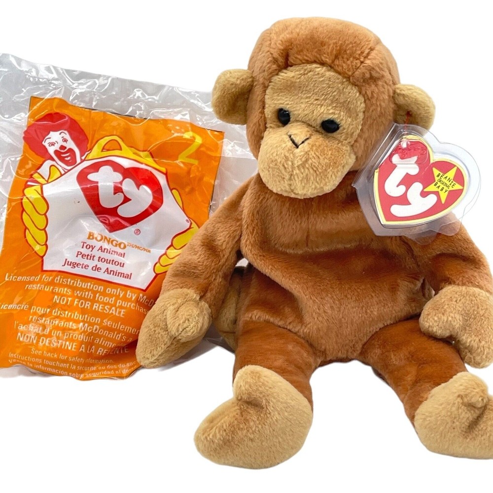 TY Beanie Baby 1995 Bongo The Monkey & Sealed McDonald’s Teenie Beanie Bongo